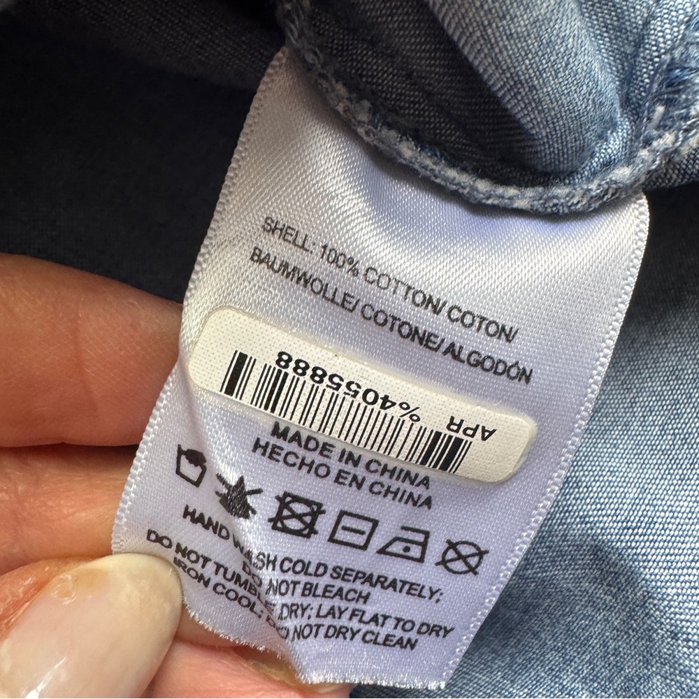 Stellah patchwork denim cotton button up blouse s… - image 7